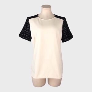 J Crew Tweed Sleeve Knit Top